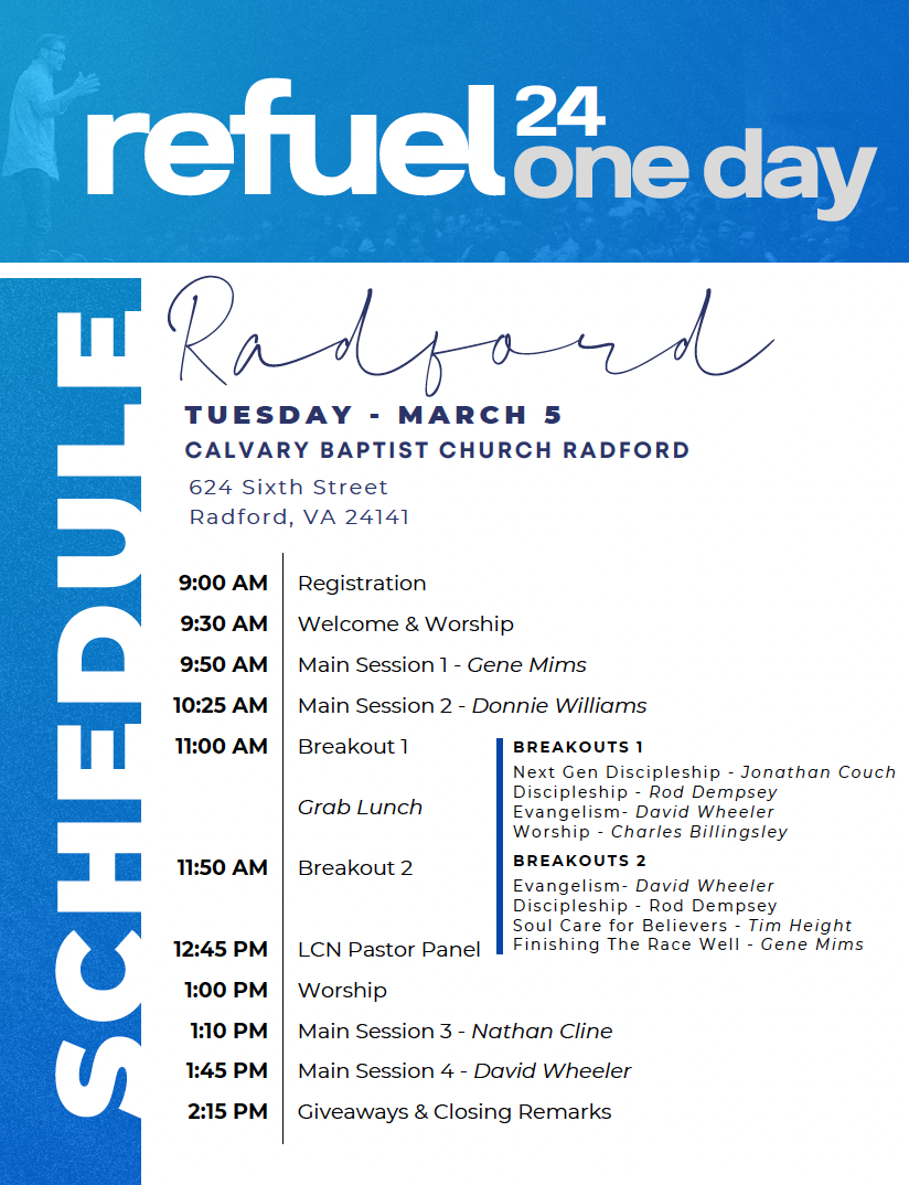 Radford One Day Schedule